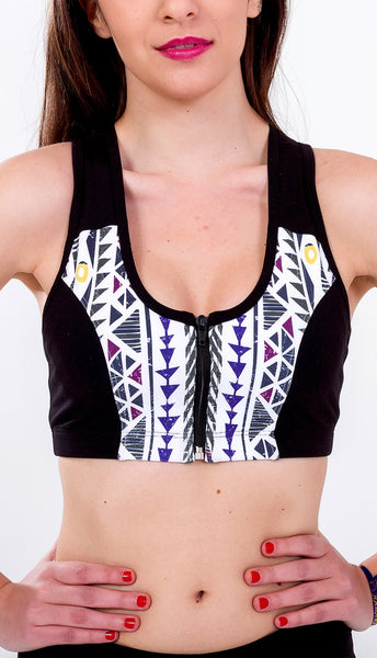 Amazing Printed Top for yoga or workout with a zipper in front, by Free Flying Fish. Yoga Clothes, Tank Yoga, Printed Top, Top Yoga, Rhythm Clothes, Woman Clothes, Print Top, Yoga for Women, Active Clothing, Women Workout, Workout for Women, Fly Wear, activewear