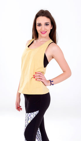 Yellow Tank Top, Top Yoga, Free Wear, Free Flying Fish, Organic Clothing, Fair Trade Clothing, Unique Clothing, Cotton, Yoga Clothes, Yoga Women, Vegetable Dye